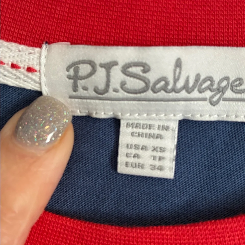 P.J. Salvage Ringer / Varsity Short Sleeve T-shirt New with tags from Nordstrom - Picture 2 of 9